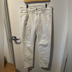 American Eagle Men’s AirFlex Skinny Jeans with rips | White | W - 34 | L - 32
